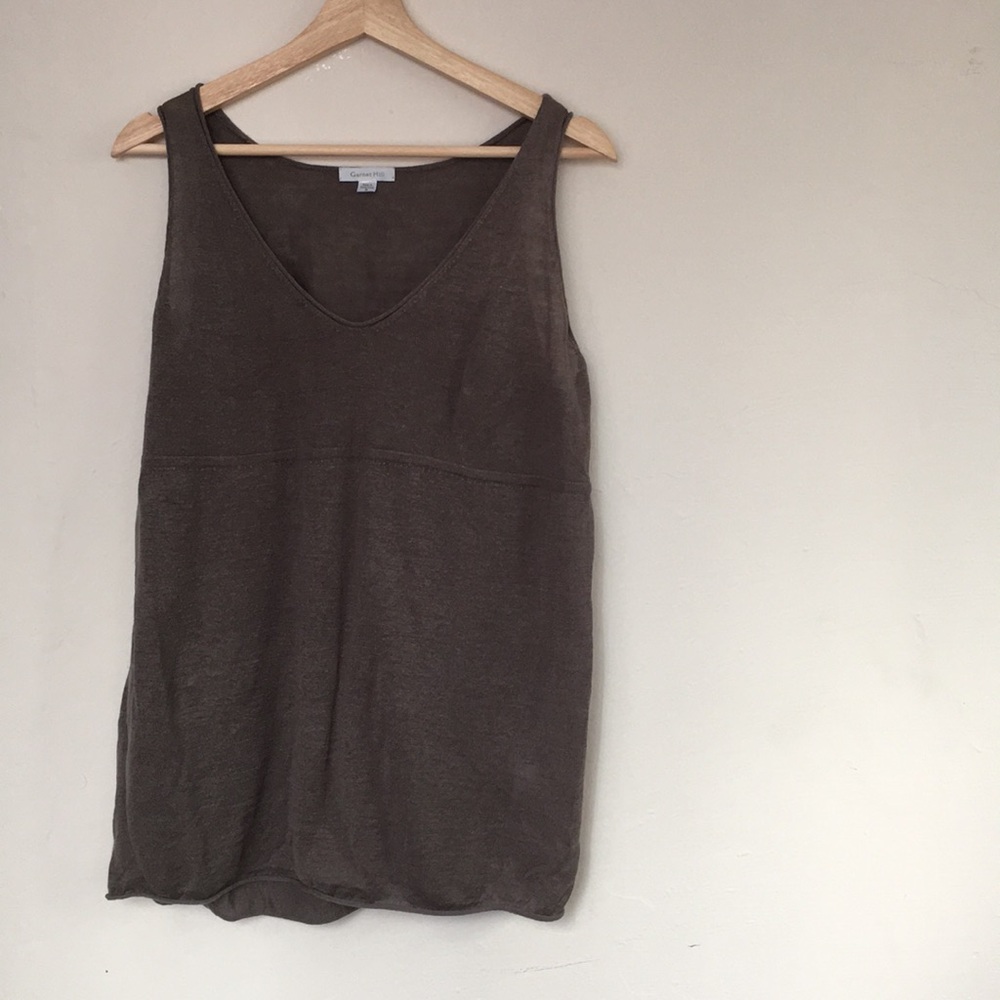 Garnet Hill - 100% Linen tank - gray / taupe - M